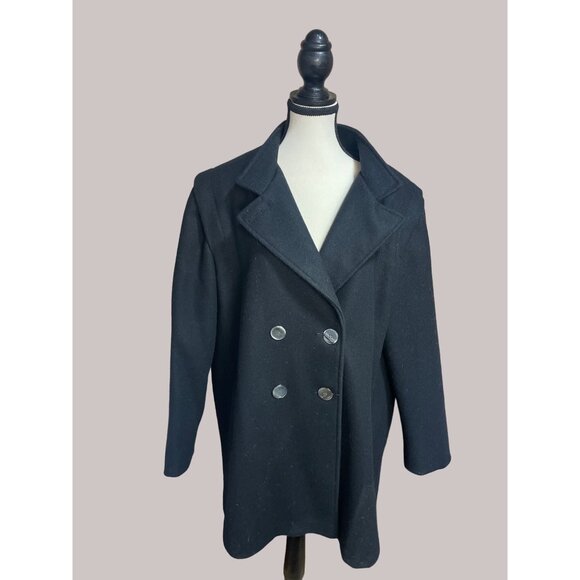 Joseph Allen Made in USA Vintage Peacoat Black Wool Blend READ - Picture 1 of 7